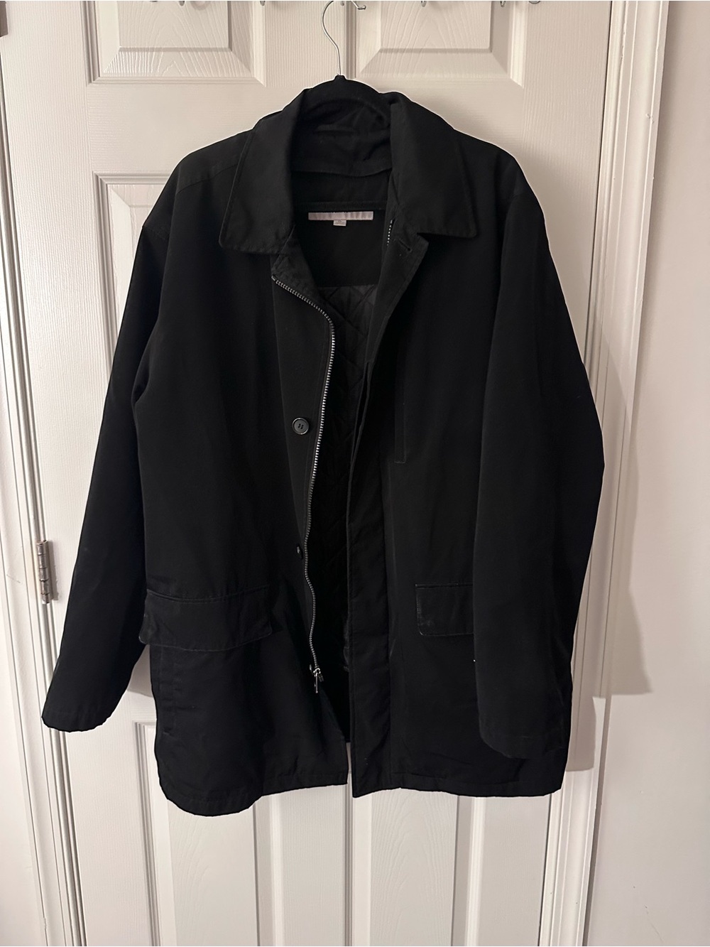 Black Men's XL Perry Ellis Zip & Button Coat